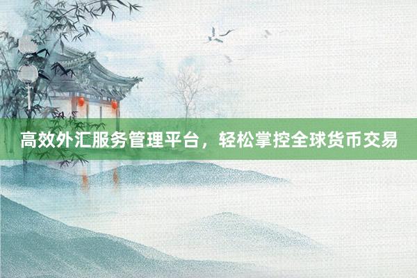 高效外汇服务管理平台，轻松掌控全球货币交易