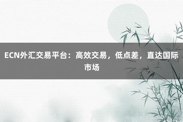 ECN外汇交易平台：高效交易，低点差，直达国际市场