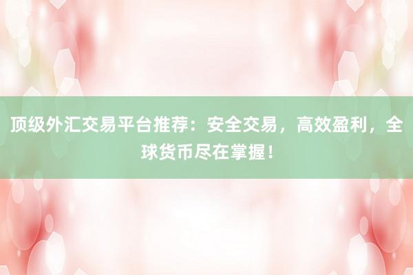顶级外汇交易平台推荐：安全交易，高效盈利，全球货币尽在掌握！