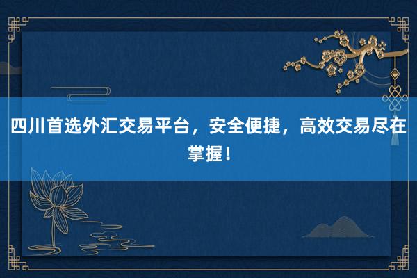 四川首选外汇交易平台，安全便捷，高效交易尽在掌握！