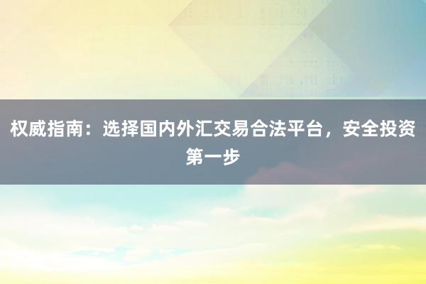 权威指南：选择国内外汇交易合法平台，安全投资第一步