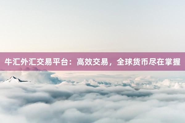 牛汇外汇交易平台：高效交易，全球货币尽在掌握